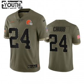 Maillot Enfant Cleveland Browns Nick Chubb 24 Olive 2022 Salute To Service Limited